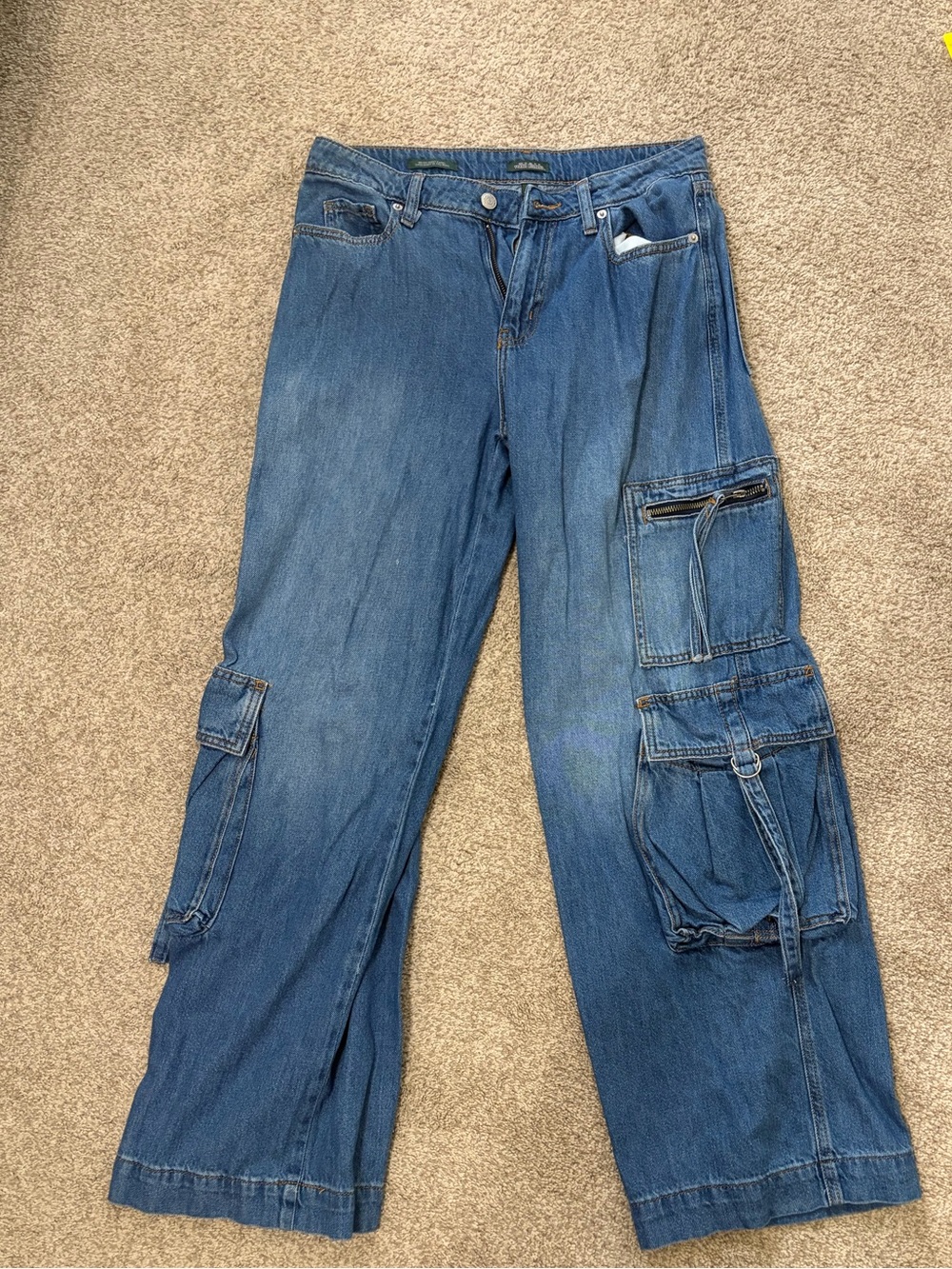 Wild Fable Mid-Rise Baggy Cargo Denim Jeans Size 6